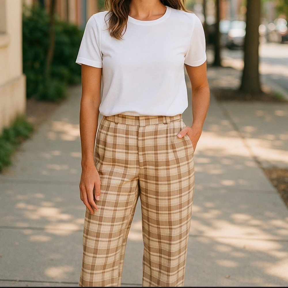 Neutral Ground Plaid Pants, New with Tags, Size Small